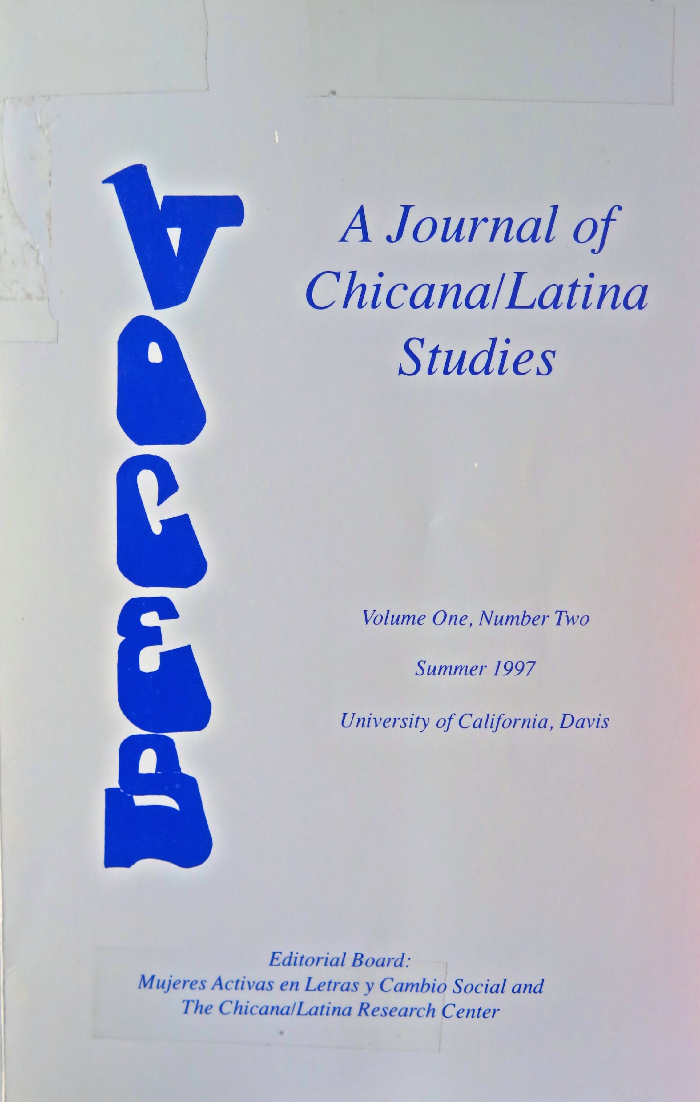 Cover of the journal for Chicana Studies