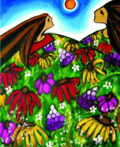 Detail from "Women Wearing the Earth" (2009) by Enedina Casarez Vasquez